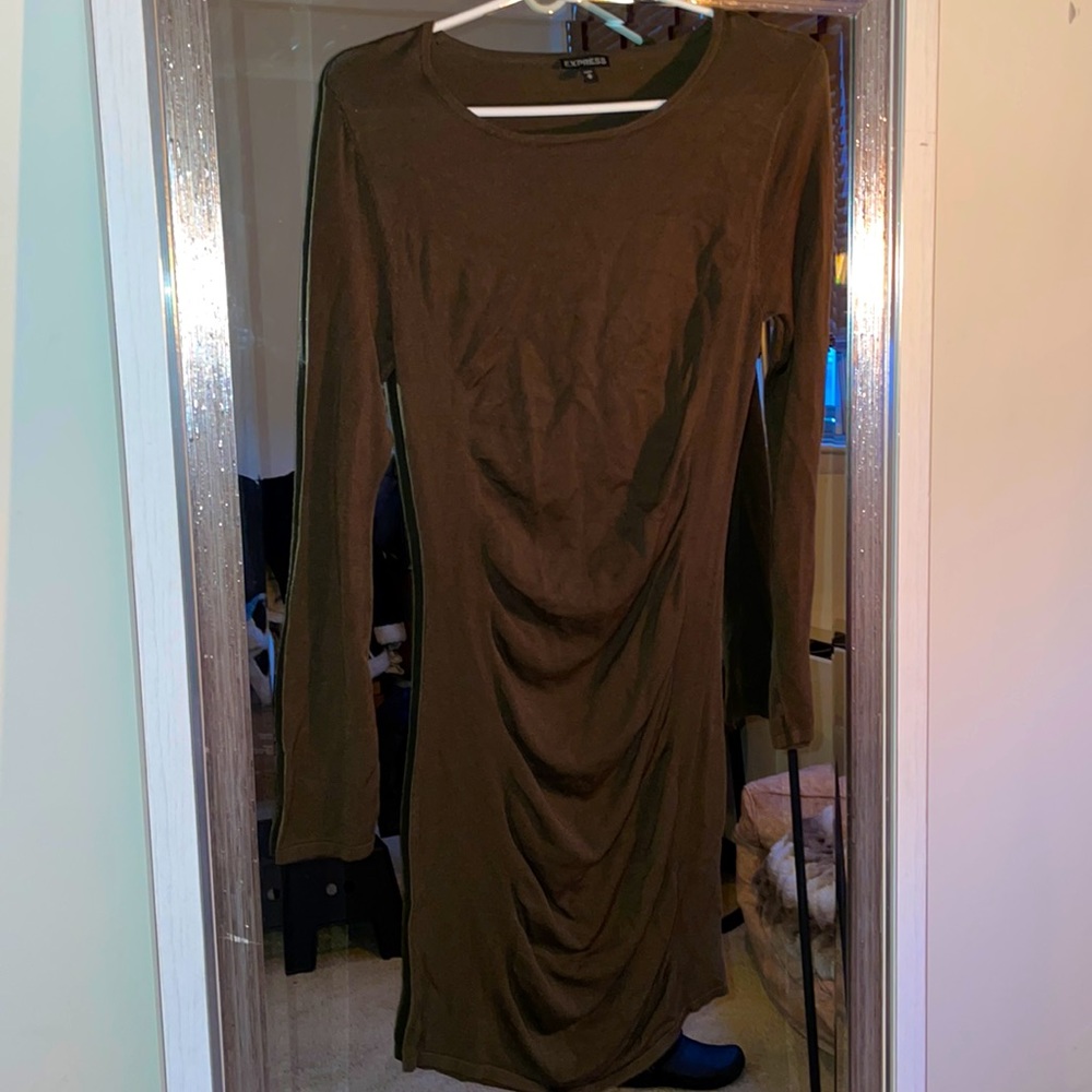 Express Olive Green Midi Dress